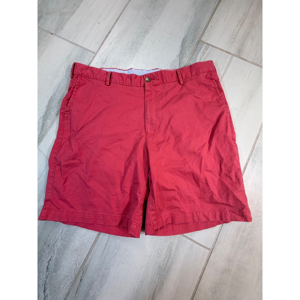 Peter Millar Mens Coral Flat Front Chino Shorts Size 38 MS19B13 Cotton Blend
